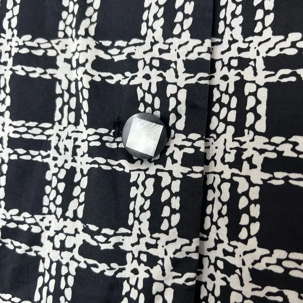 August Silk Vintage 100% Silk Blazer Black & White Women’s M - Picture 3 of 9